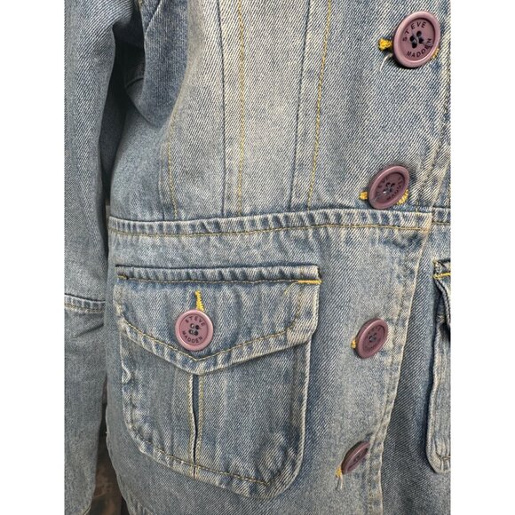 Vintage Y2K Steve Madden Utility Denim Jacket Women’s XL Military Button Front - Picture 10 of 15